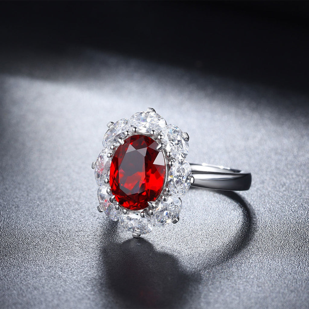 Anillo Halo Rubí 3.29 Ct